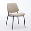 2-piece retro linen chair set with curved wooden backrest, cushioned seat, adjustable metal legs, (Beige Linen) - Korvel