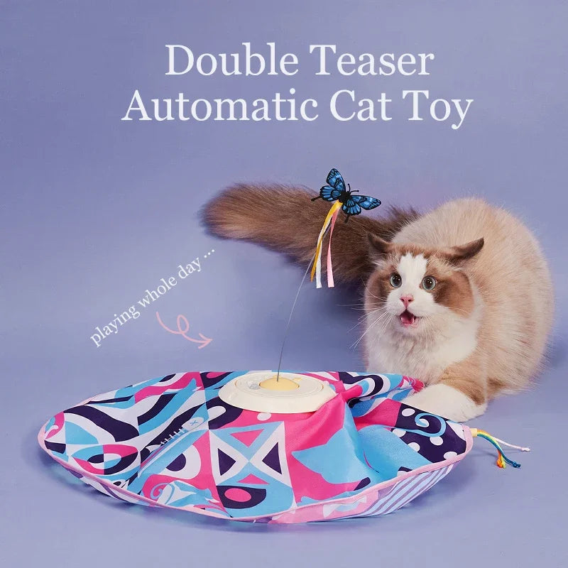 Fluttering Butterfly Cat Toys Interactive Cat Sticks Pet Kitten Can't Resist Mystery Motion Concealed Game Toy Automatic Teasing - Korvel