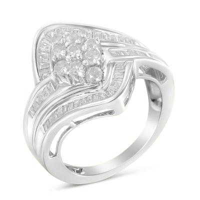 Bague en diamant à cluster en or blanc 10K - Taille 7