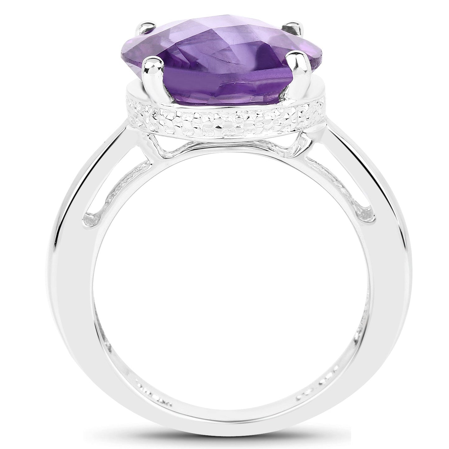Bague en argent sterling avec améthyste véritable de 5,60 carats