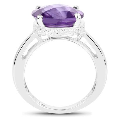 5.60 Carat Genuine Amethyst Sterling Silver Ring