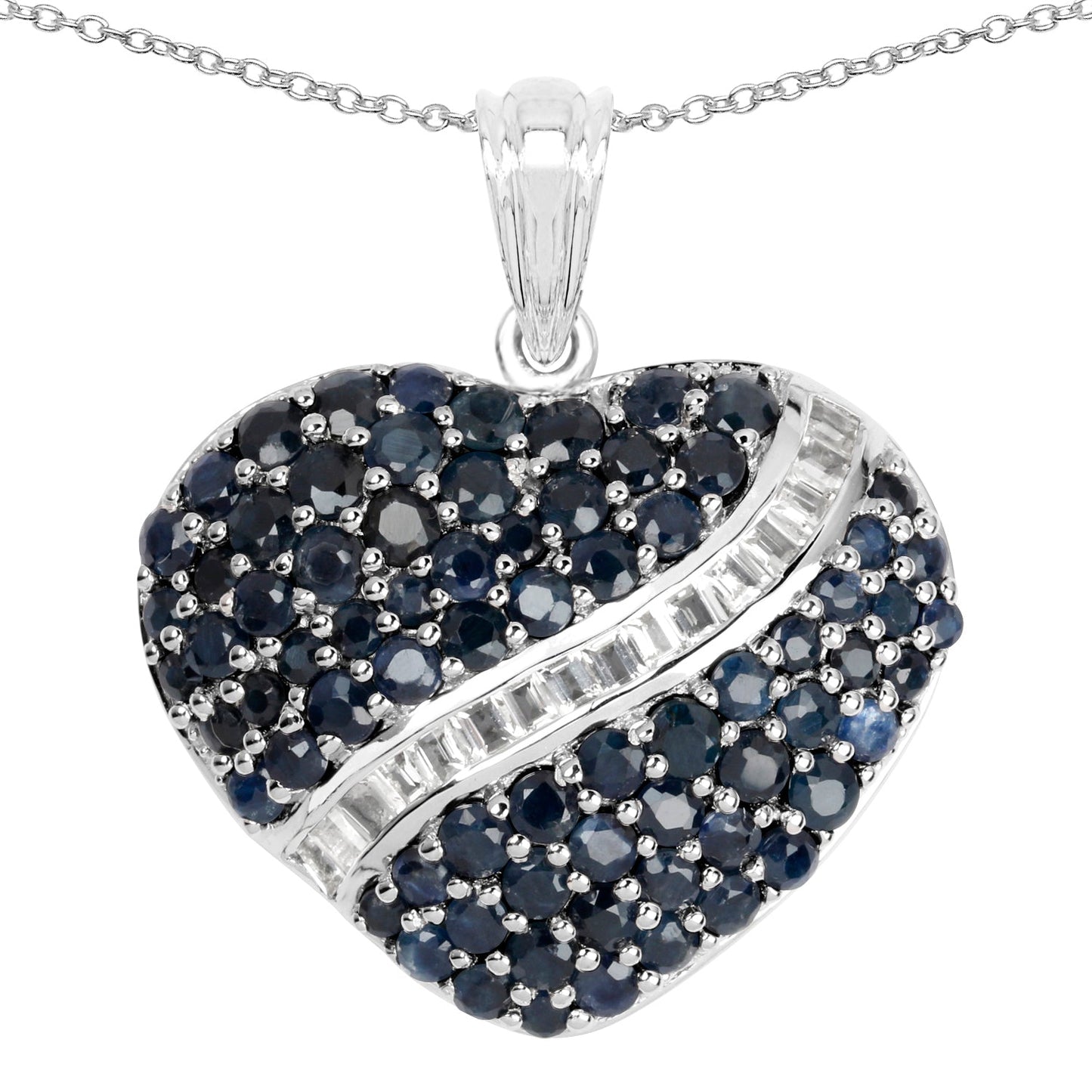 4.60 Carat Genuine Blue Sapphire and White Topaz Pendant
