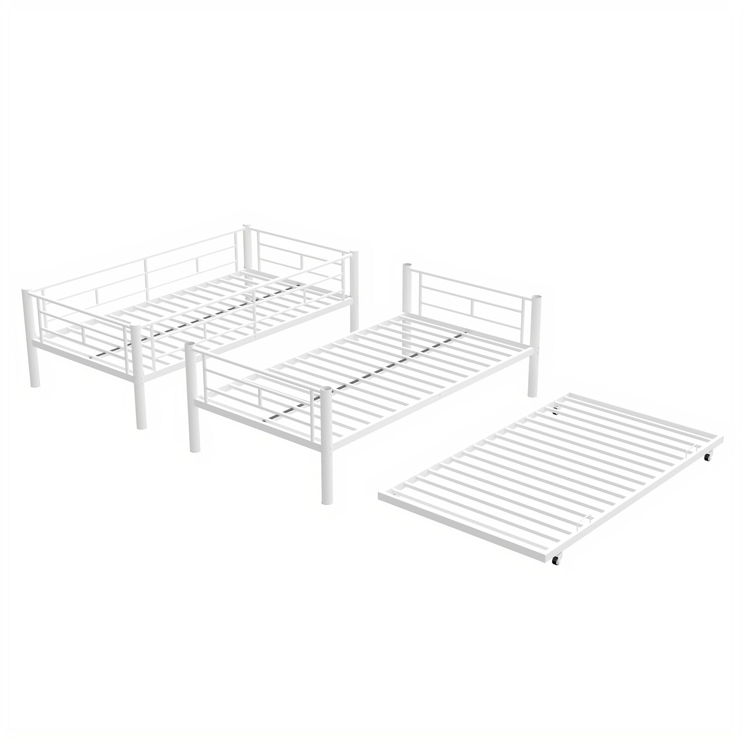 Cama litera resistente de dos camas individuales con cama nido - Blanca