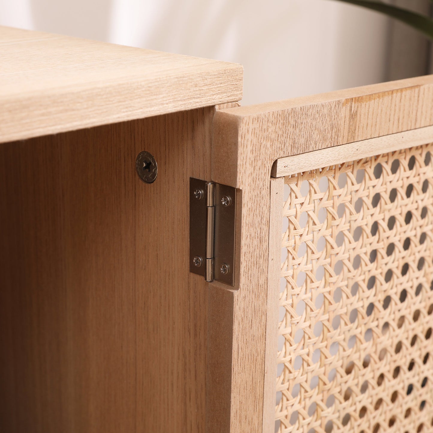 Support de télévision Boho SUPERJARE pour TV de 55 pouces avec étagère réglable