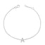 Pulsera con encanto inicial 'A' en oro blanco de 10 quilates con acento de diamante