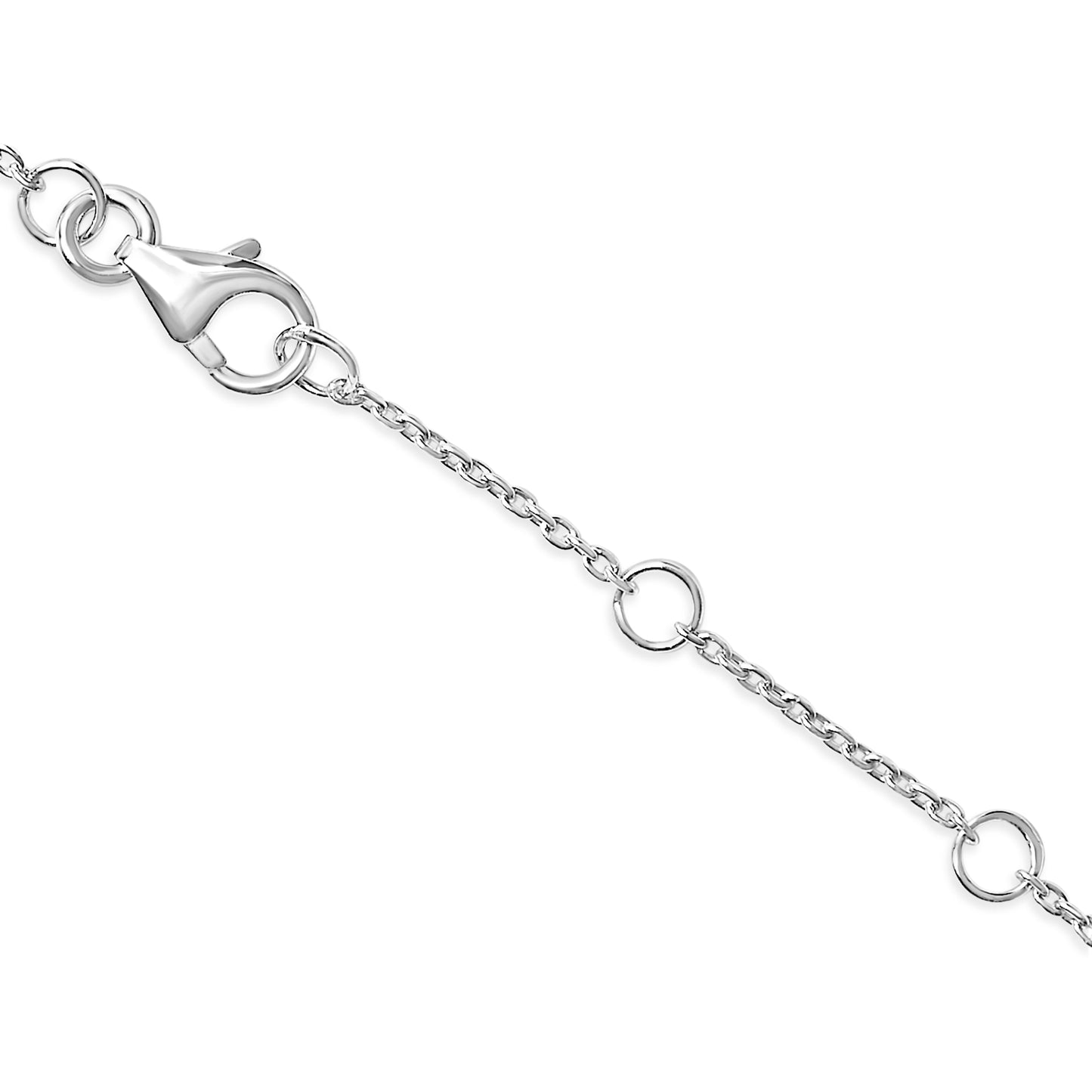 Pulsera con encanto inicial 'A' en oro blanco de 10 quilates con acento de diamante