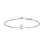 Pulsera con encanto inicial 'A' en oro blanco de 10 quilates con acento de diamante