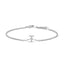 Pulsera con encanto inicial 'A' en oro blanco de 10 quilates con acento de diamante