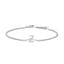 Pulsera con encanto inicial 'A' en oro blanco de 10 quilates con acento de diamante