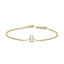 Pulsera con encanto inicial 'A' en oro blanco de 10 quilates con acento de diamante