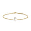 Pulsera con encanto inicial 'A' en oro blanco de 10 quilates con acento de diamante