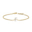 Pulsera con encanto inicial 'A' en oro blanco de 10 quilates con acento de diamante