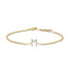 Pulsera con encanto inicial 'A' en oro blanco de 10 quilates con acento de diamante