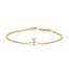 Pulsera con encanto inicial 'A' en oro blanco de 10 quilates con acento de diamante