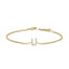 Pulsera con encanto inicial 'A' en oro blanco de 10 quilates con acento de diamante