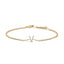 Pulsera con encanto inicial 'A' en oro blanco de 10 quilates con acento de diamante