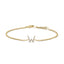 Pulsera con encanto inicial 'A' en oro blanco de 10 quilates con acento de diamante