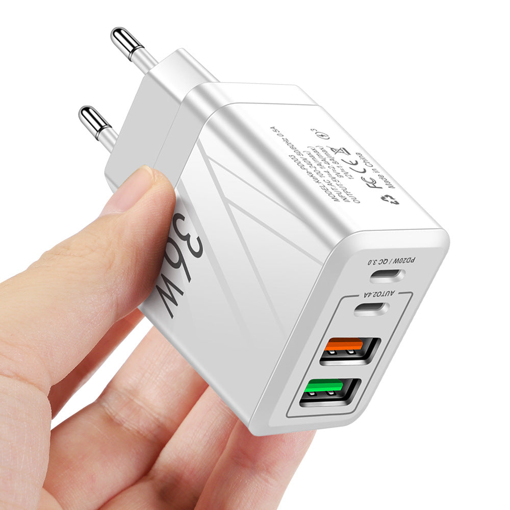 PD QC3.0+2.4A Type-c 2 USB Fast Charging Phone Charger - Korvel
