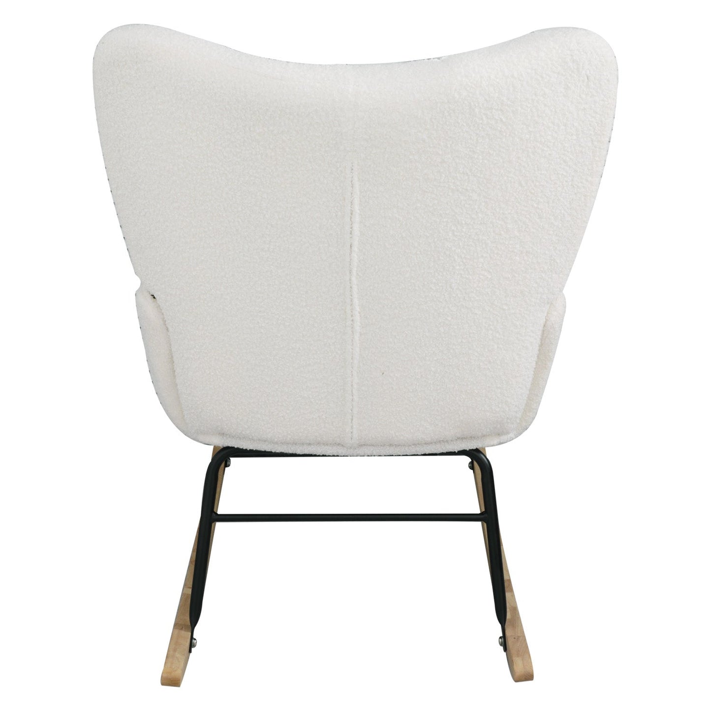 Silla mecedora de tela de terciopelo - Diseño moderno en blanco tapizado