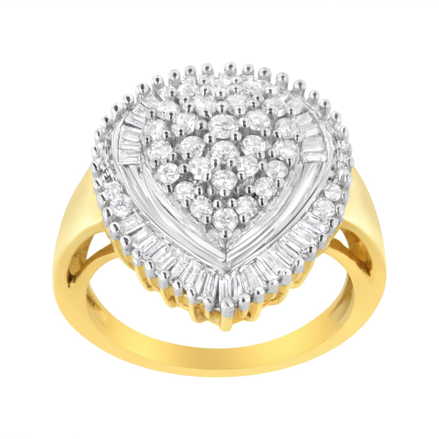 Anillo de Diamantes en Clúster Ovalado de Oro Amarillo de 10K - Talla 7
