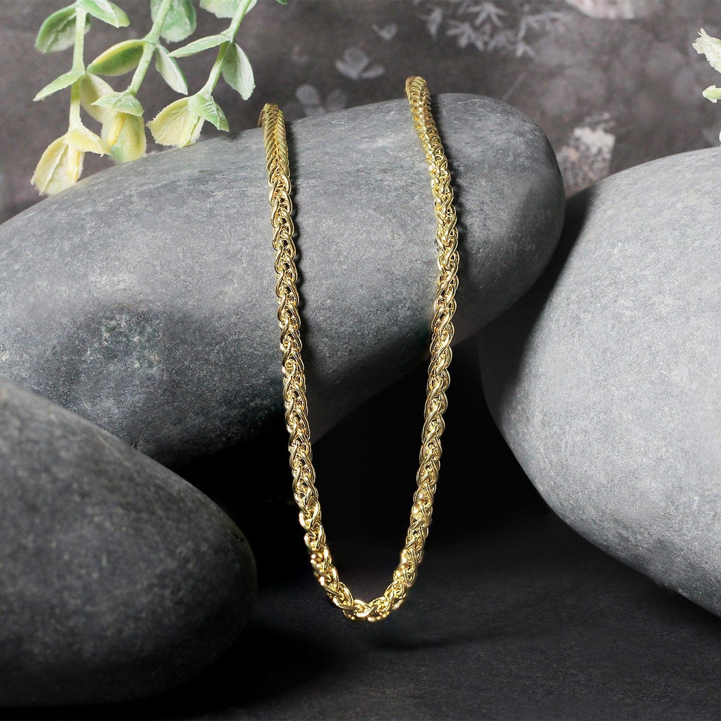 14k Yellow Gold Lightweight Wheat Chain Necklace