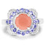 Anillo de Plata Esterlina con Piedra Luna Melocotón y Tanzanita de 2.87 Quilates