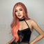 Long Curly Hair 24inch Women's Wig Set In The Middle Part Orange Pink - Korvel