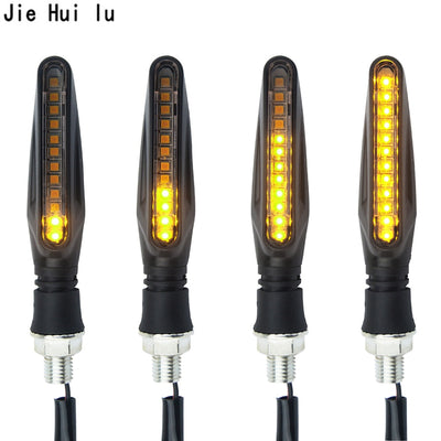 2PCS LED Motorcycle Turn Signals Light 12 SMD Tail Flasher Flowing Water Blinker IP68 Bendable Motorcycle Flashing Lights - Korvel