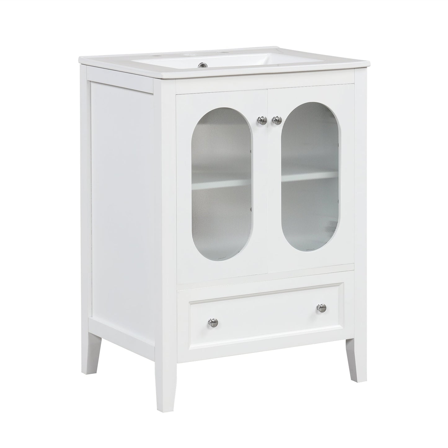 Meuble de salle de bain blanc de 24" avec lavabo et rangement