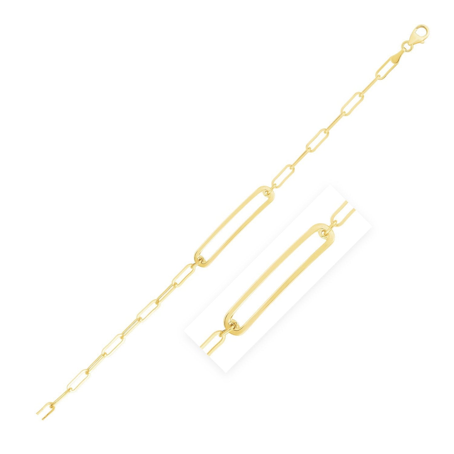 Pulsera de Clip Abierto Curvado de Oro Amarillo de 14k con Acabado Brillante