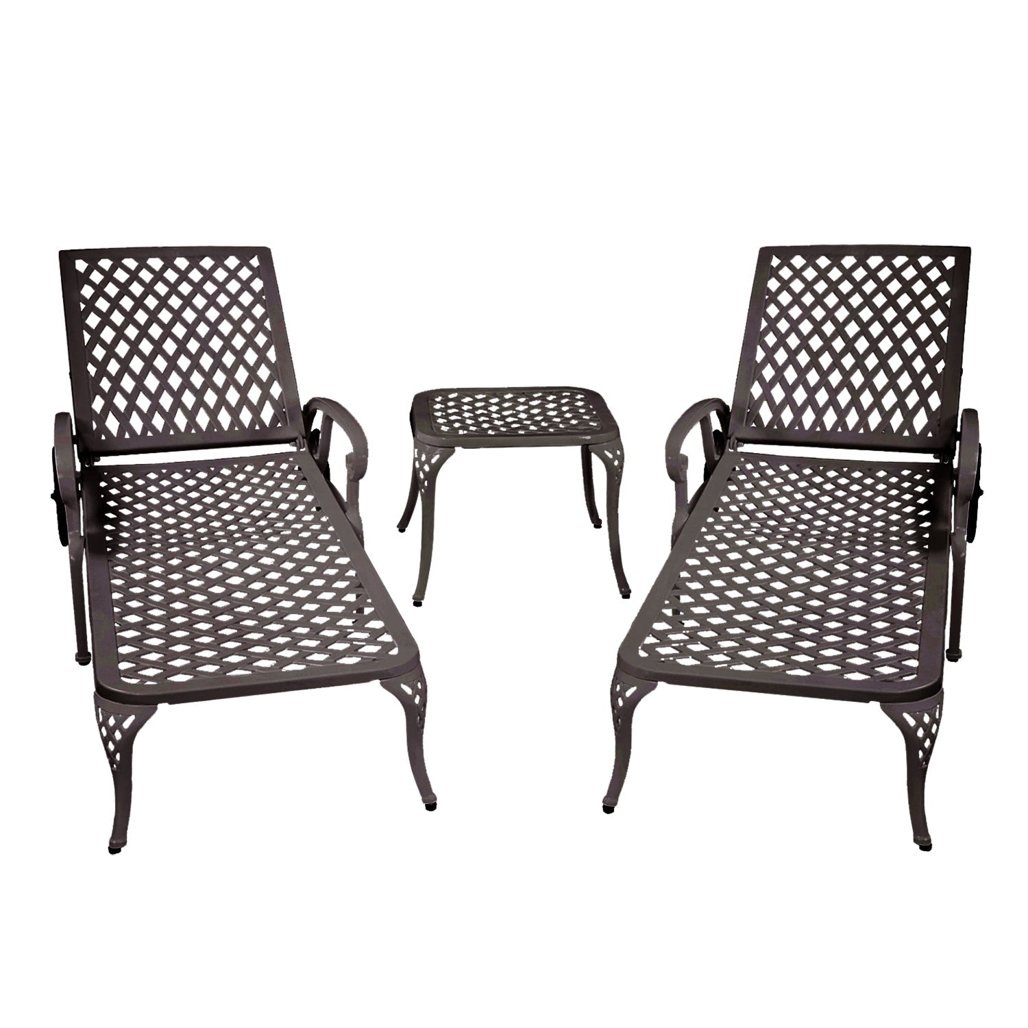 Aluminium Cast lounge chair 2pcs brown - Korvel