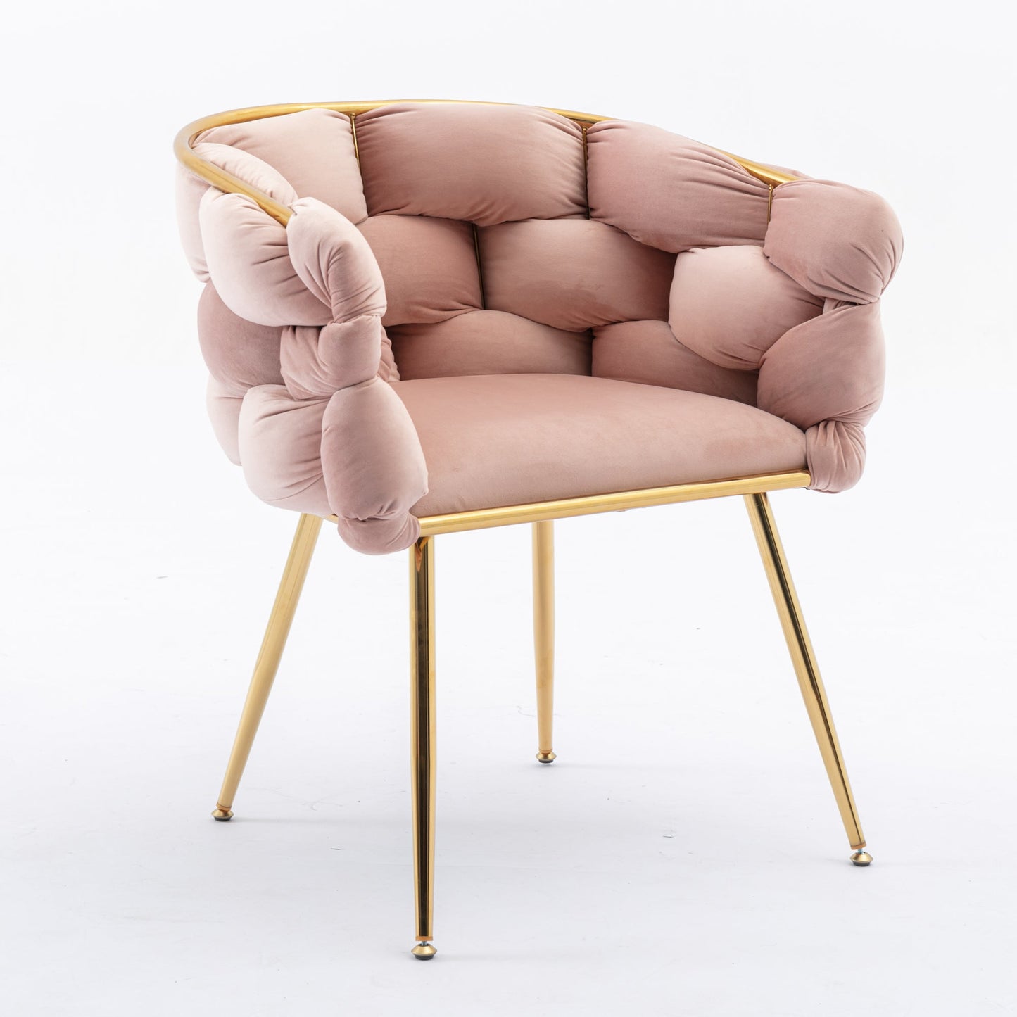Luxury modern simple leisure velvet single sofa chair bedroom stool manicure table back chair pink set of 2 - Korvel