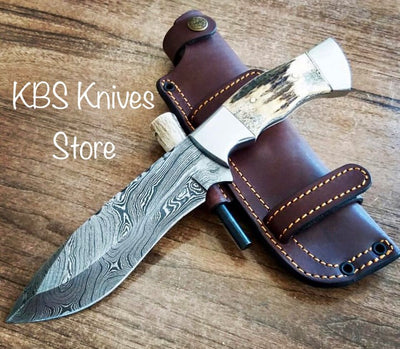 Artisan Full Tang Damascus Steel Hunting Knife - Korvel