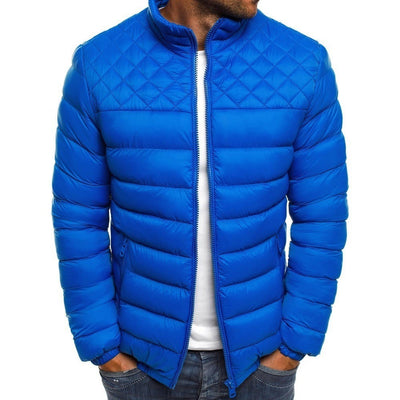 Men's Solid Color Stand Collar Puffer Jacket