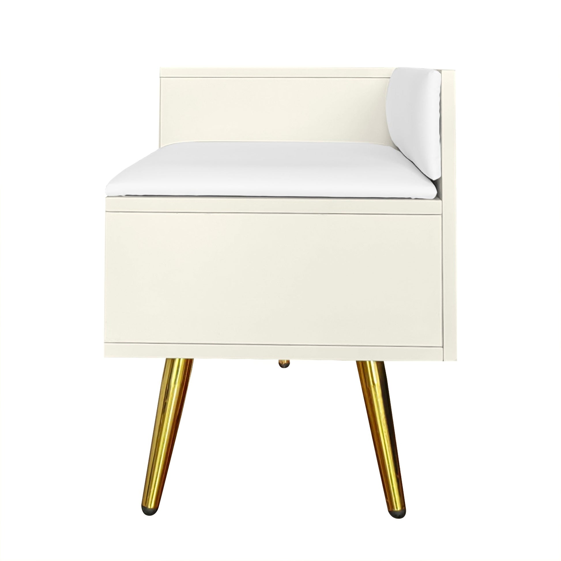 Modern Shoe Storage Bench with Hidden Storage and Upholstered Cushions for Bedside, Living Room and Entryway ((Antique White) - Korvel