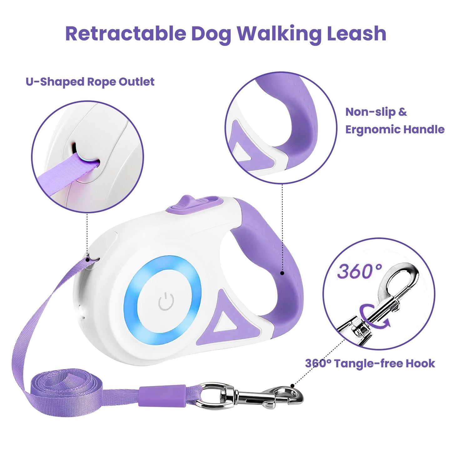 GBruno 16FT Retractable Dog Leash with Spotlight