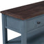 Retro Design Console Table with Two Open Shelves, Pine Solid Wood Frame and Legs for Living Room (Antique Navy+Espresso) - Korvel