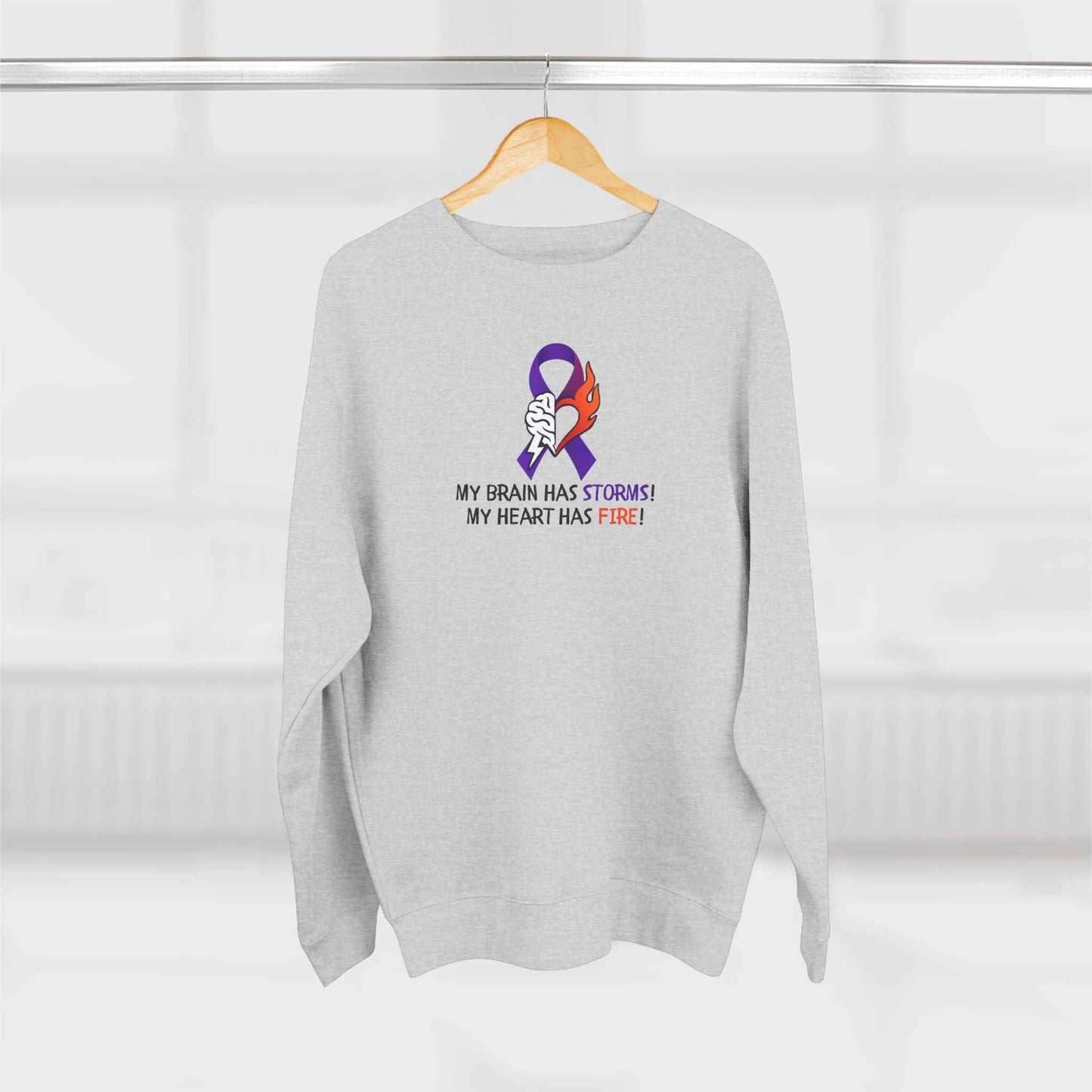 Epilepsy Awareness Unisex Sweatshirt - Brain Storms & Heart Fire
