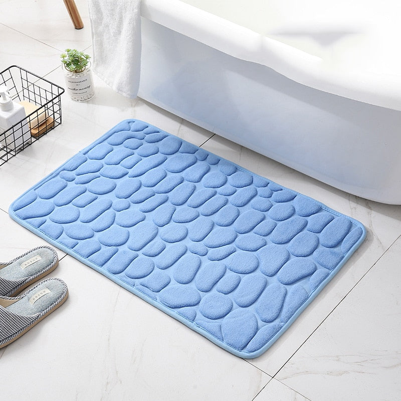 Cobblestone Embossed Bathroom Bath Mat Non-slip Carpets In Wash Basin Bathtub Side Floor Rug Shower Room Doormat Memory Foam Pad - Korvel