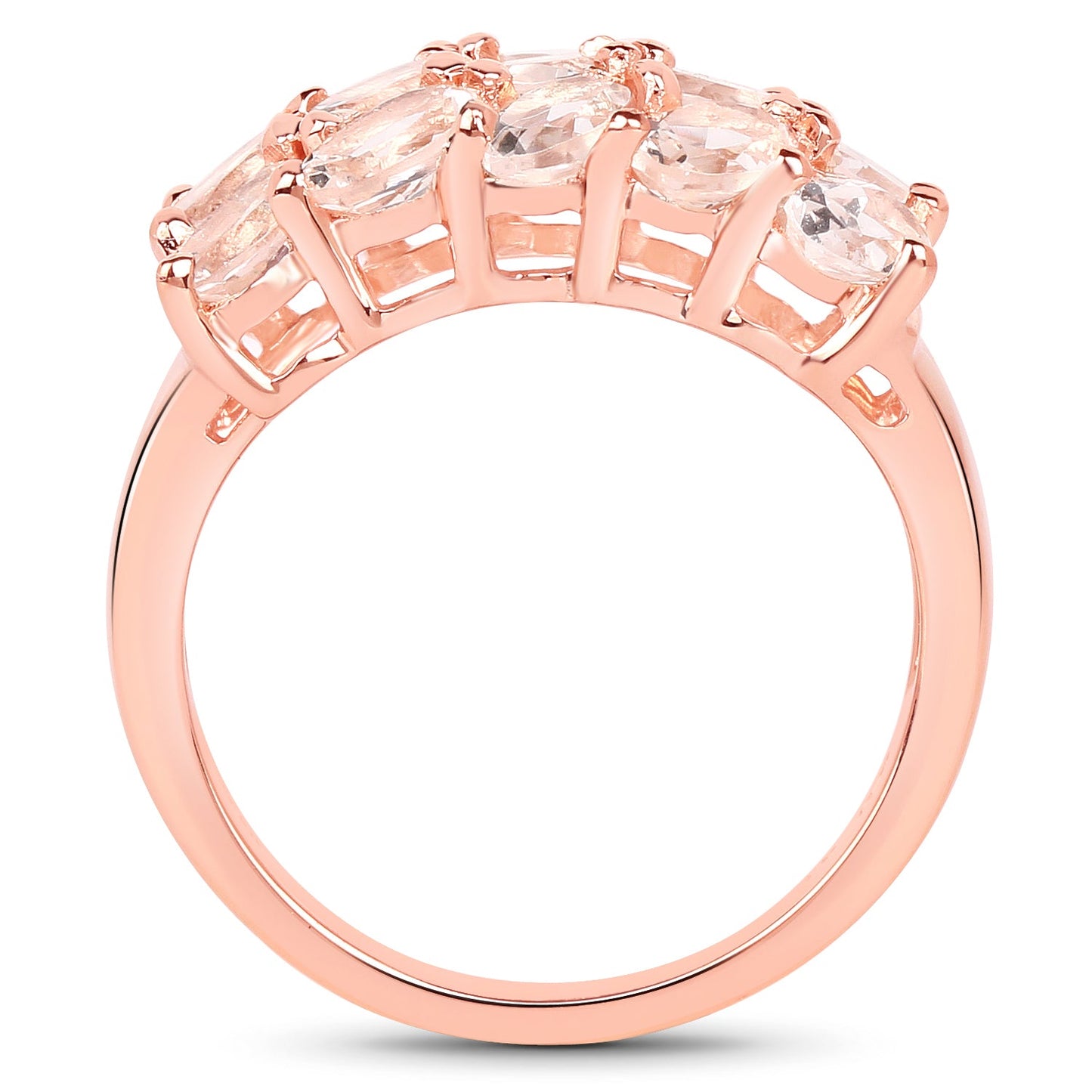 14K Rose Gold Plated 3.30 Carat Genuine Morganite Ring