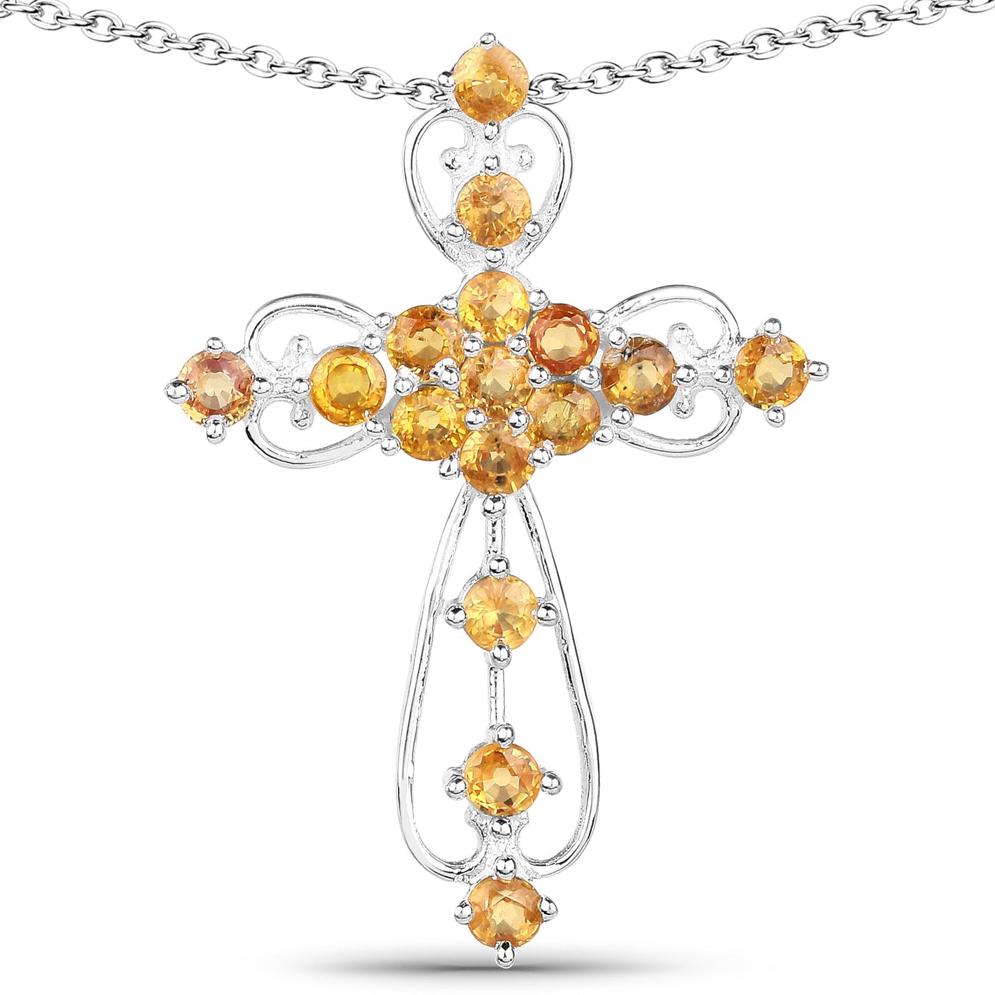 2.24 Carat Genuine Yellow Sapphire Pendant in Sterling Silver