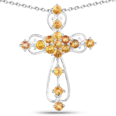 2.24 Carat Genuine Yellow Sapphire Pendant in Sterling Silver