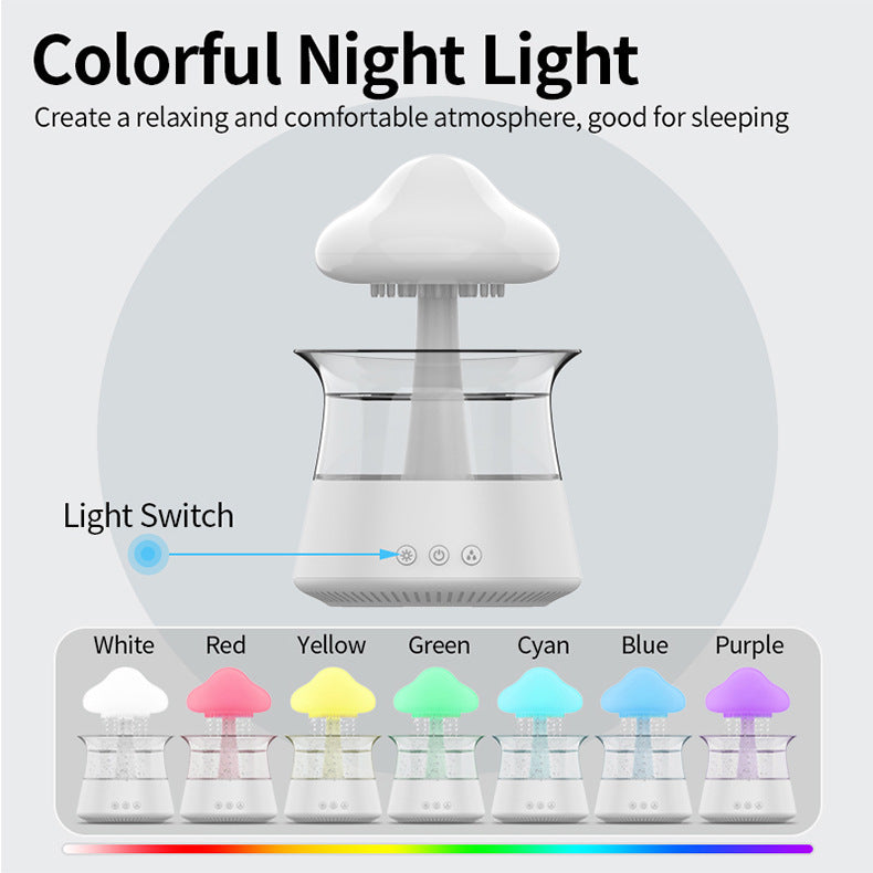 New Designed Cool Mist Essential Oil 7 Colors LED Night Light Wood Grain Cloud Rain Water Air Humidifier - Korvel