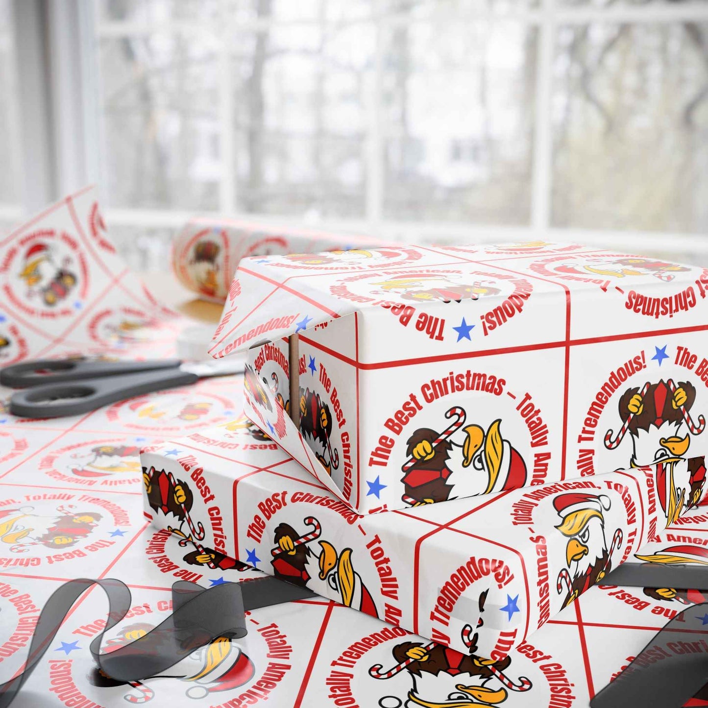 Papier d'emballage parodique de Noël patriotique