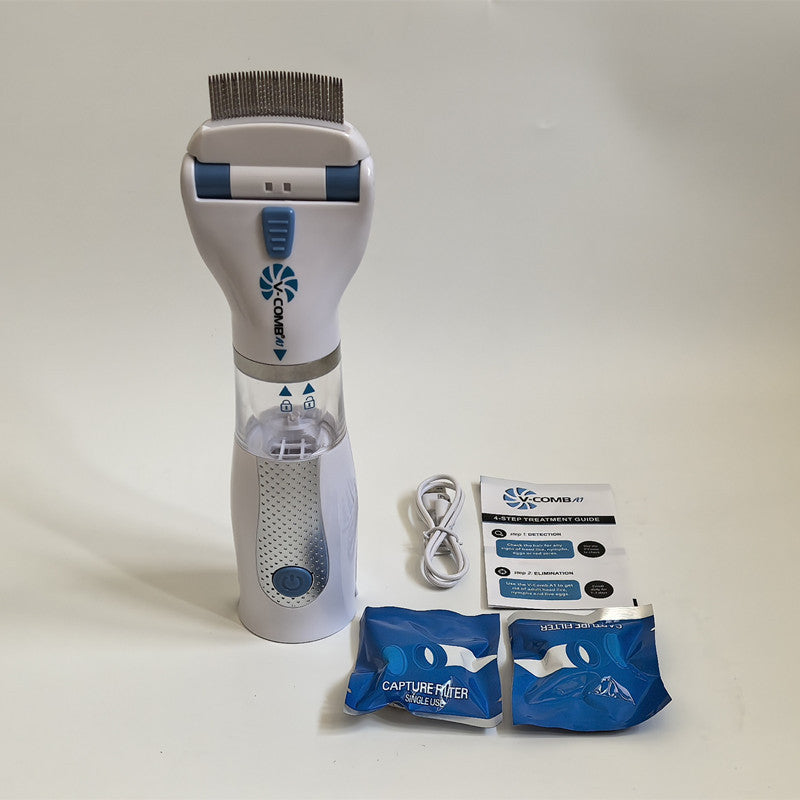 USB Rechargeable Pet Lice Remover for Dogs and Cats - Flea Comb for Hair Cleaning, Portable Lice Catcher - Korvel
