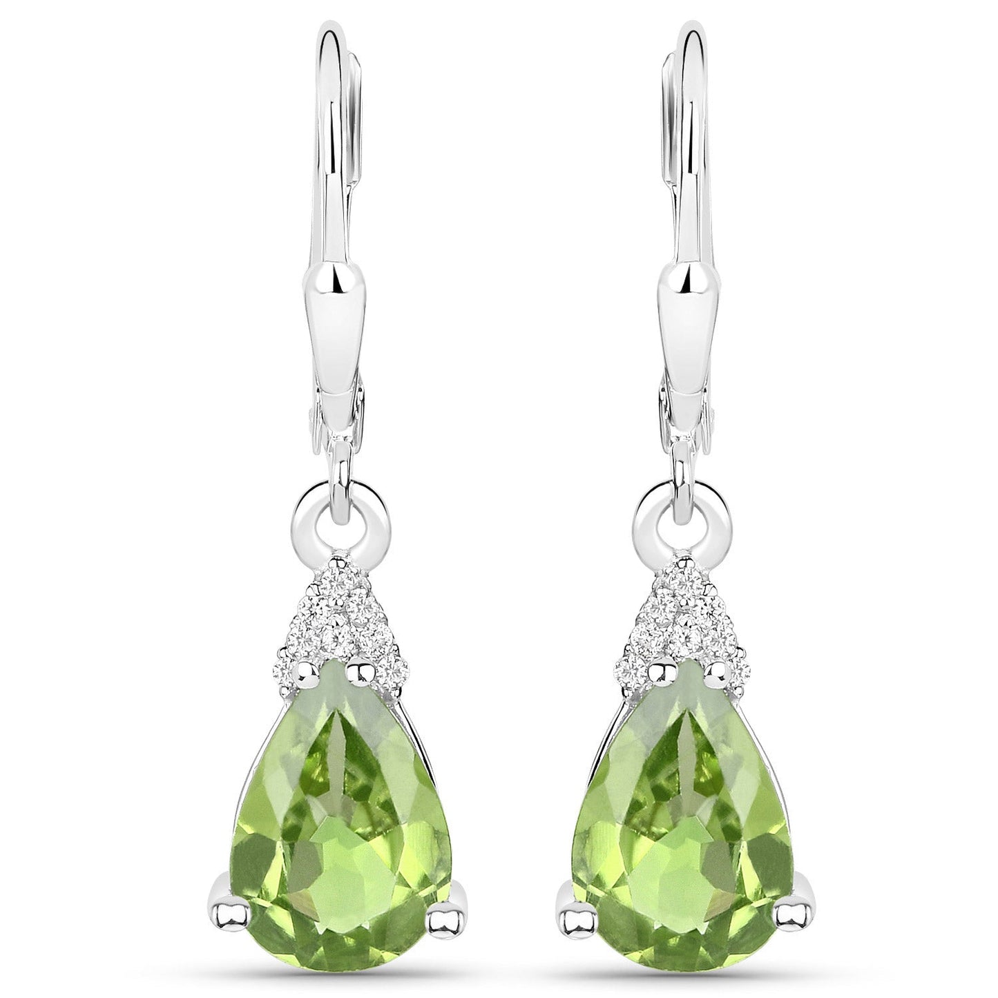 Boucles d'oreilles en péridot véritable de 2,80 carats et zircon blanc