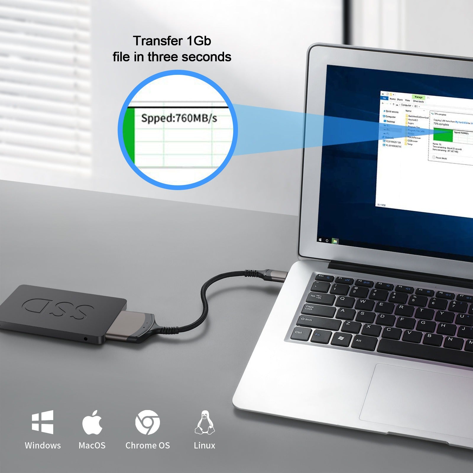 USB 3.0 to SATA Easy Drive Cable Serial Hard Disk 2.5-inch Mobile Hard Disk Adapter Cable USB Aluminum Alloy Shell - Korvel