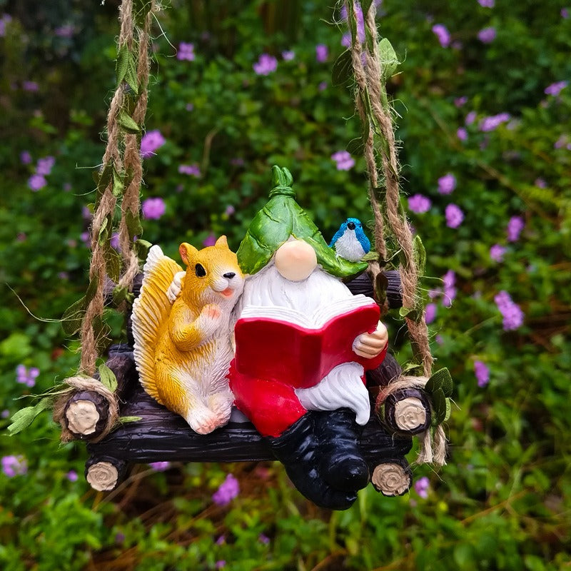 Outdoor Squirrel Elf Reading Hanger - Korvel
