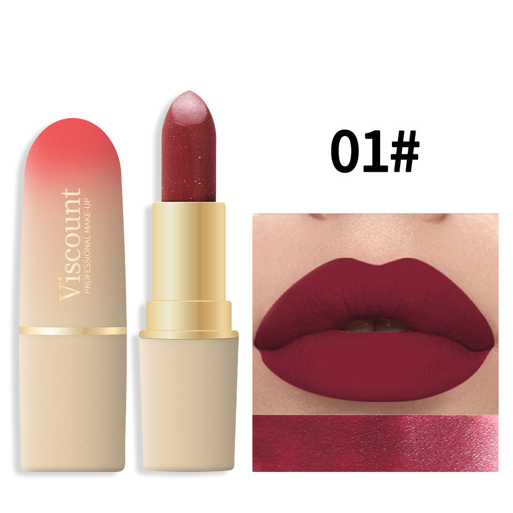 Waterproof And Durable Lipstick Velvet Fine Glitter Matte Lip And Cheek Dual-Use Lipstick - Korvel