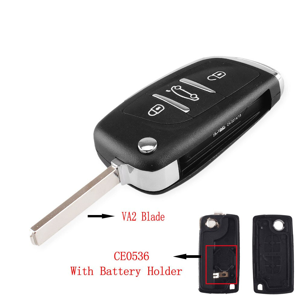 KEYYOU Modified Filp Folding Remote Car Key Shell Case For Peugeot 207 307 407 408 308 For Citroen C4 C2 HU83/VA2 Blade CE0536 - Korvel